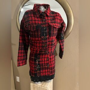 Honey Punch Plaid Blazer Skirt Set Holiday Christmas